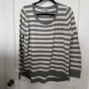 Banana Republic Gray and Cream Striped Sweater